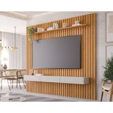 Home P/tv Até 75 Pol Maragogi C/bancada E Prateleira Ripado 230x220cm Nature/off White - Permóbili