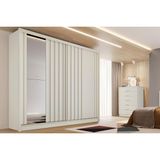 Guarda Roupa Casal 2 Portas De Correr Ripada (1 C/ Espelho) E 4 Gavetas Galati Off White - Europa