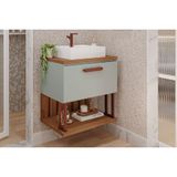 Gabinete De Banheiro Balcão Duna 1 Porta C/cuba 60cm Pistache/freijo - Mgm