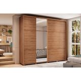 Guarda Roupa Casal 2 Portas De Correr E 6 Gavetas C/ Espelho Titan 1173 C/ Pés Freijo - Carraro