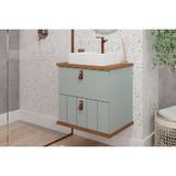 Gabinete De Banheiro Balcão Milano 1 Porta E 1 Gaveta C/cuba 60cm Pistache/freijo - Mgm