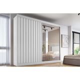 Guarda Roupa Casal 2 Portas De Correr (1 Ripada E 1 C/ Espelho) E 4 Gavetas Atlanta Branco - Europa