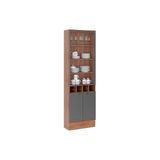 Cristaleira De Cozinha Bella 2615 C/ 4 Portas 2 De Vidro 70cm Nogal/cinza - Carraro
