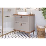 Gabinete De Banheiro Balcão Vêneto 1 Porta E 1 Gaveta C/cuba 80cm Cappuccino/freijo - Mgm