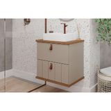Gabinete De Banheiro Balcão Milano 1 Porta E 1 Gaveta C/cuba 60cm Cappuccino/freijo - Mgm