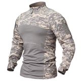 Camisa De Combate Tática Carwornic Masculina De Algodão Camuflado