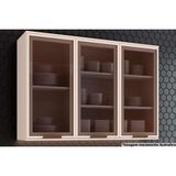 Armário Aéreo Cozinha Modulado Connect C/ 3 Portas C/ Vidro 120cm Off White - Henn