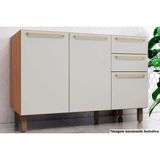 Gabinete P/ Pia Cozinha Balcão Requinte C/ 3 Portas E 2 Gavetas S/tampo 120cm Nature/areia - Henn
