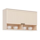 Armário Aéreo Cozinha Modulado P/ Connect C/ 1 Porta Basculante Ripada 120cm Off White - Henn