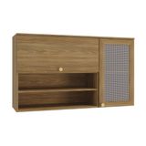 Armário Aéreo Cozinha Modulado Botanic M635 Nicho C/ 2 Portas C/ Tela 120cm Nogueira - Kappesberg