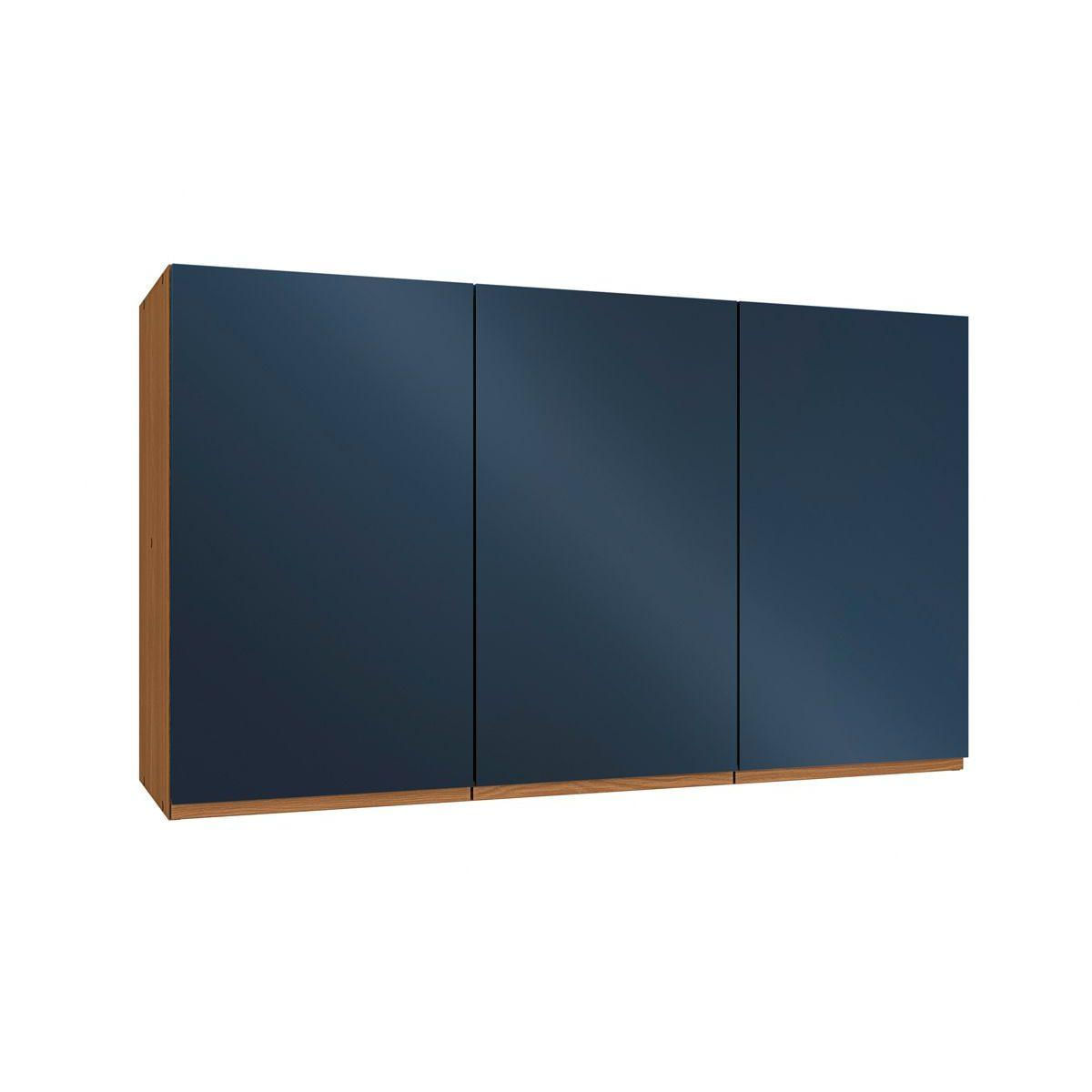 Armário Aéreo Cozinha Modulado Ciela R646 C/ 3 Portas 120cm Canela/azul - Kappesberg