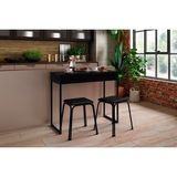 Conjunto: Mesa De Cozinha Dobrável 1590 C/ 2 Banquetas Preto/preto - Carraro