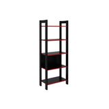 Estante De Livros Me4166 C/ 5 Prateleiras Preto/vermelho - Tecno Mobili