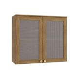 Armário Aéreo Cozinha Modulado Botanic M633 C/ 2 Portas C/ Tela 80cm Nogueira - Kappesberg