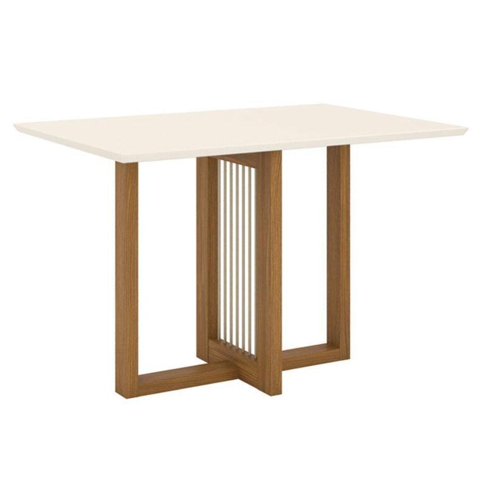 Mesa De Jantar Natalí 120 Cm Canto Reto Sem Vidro Nature Off White - Henn