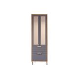 Cristaleira De Cozinha Eloise C/ 3 Portas (2 C/ Vidro Reflecta E 1 Basculante) E 1 Gaveta 70m Freijo/titanium - Mgm