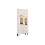Cristaleira De Cozinha Paneleiro Origens 7039 C/ 6 Portas (2 C/ Vidro) 80cm Branco/areia - Bertolini