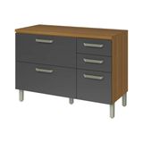 Gabinete P/ Pia Cozinha Balcão C/ Tampo Princesa C/ 2 Portas E 3 Gavetas 120cm Freijo/grafite - Nesher