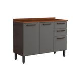 Gabinete P/ Pia Cozinha Balcão C/ Tampo Estilo 7124 C/ 3 Portas E 2 Gavetas 120cm Cinza/grafite - Bertolini