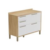 Gabinete P/ Pia Cozinha Balcão Syrah 2 Portas E 3 Gavetas C/ Tampo 120cm Amendoa/off White - Ronipa