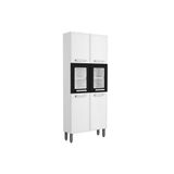 Cristaleira De Cozinha Paneleiro Gourmet 7039 C/ 6 Portas (2 C/ Vidro) 80cm Branco/preto - Bertolini