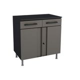 Bancada Multiuso P/ Área Serviço Balcão Multibox Aço C/ 2 Portas C/ Chave E 2 Gavetas C/ Tampo 80cm Preto/cinza - Telasul