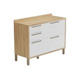 Gabinete P/ Pia Cozinha Balcão Syrah 2 Portas E 3 Gavetas C/ Tampo 120cm Amendoa/branco - Ronipa