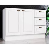 Gabinete P/ Pia Cozinha Balcão Americana C/ 2 Portas E 3 Gavetas S/tampo 120cm Branco - Henn