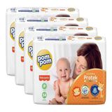 Fralda Descartável Pom Pom Derma Protek Mega Tamanho P - 4 Pacotes Com 54 Tiras