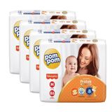 Fralda Descartável Pom Pom Derma Protek Hiper Tamanho M - 4 Pacotes Com 86 Tiras