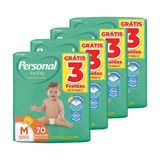 Fralda Descartável Personal Soft &amp; Protect Hiper Tamanho M - 4 Pacotes Com 70 Tiras
