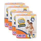 Fralda Descartável Pom Pom shortinho Jumbo Tamanho Xxg - 4 Pacotes Com 24 Tiras