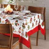 Toalha De Mesa Quadrada 4 Lugares Natal Natalino Papai Noel