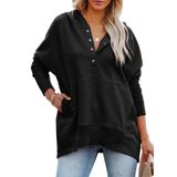 Moletom Feminino Prettygarden De Tamanho Grande Com Botão Preto