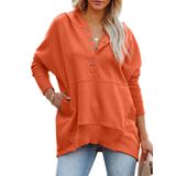 Moletom Feminino Prettygarden De Tamanho Grande Com Decote Em V Laranja