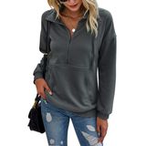 Moletom Feminino Prettygarden Casual De Manga Comprida Cinza Escuro