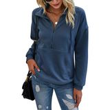 Moletom Feminino Prettygarden Casual De Manga Comprida Azul Escuro