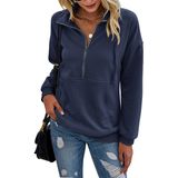 Moletom Feminino Prettygarden Casual De Manga Comprida Azul Marinho