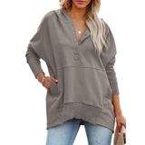 Moletom Com Capuz Feminino Prettygarden Com Decote Em V Cinza Grande
