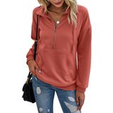 Moletom Feminino Prettygarden, Casual, Manga Comprida, Laranja, Vermelho