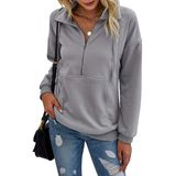 Moletom Feminino Prettygarden Casual De Manga Comprida Cinza Claro