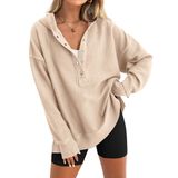 Moletom Com Capuz Prettygarden, Moda Feminina, 2024, Com Botões E Decote Em V, Bege