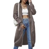 Jaqueta Feminina Com Capuz Elesol, Casual, Com Zíper, Marrom, Algodão, Grande
