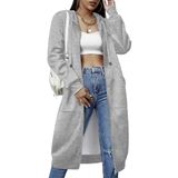 Jaqueta Feminina Com Capuz Elesol, Casual, Com Zíper, Cinza, Algodão M