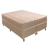 Box Queen Florença 42x158x198cm com Colchão Queen Molas Ensacadas Júlia 28x158x198cm Rustico Bege
