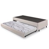 Bicama Box Solteiro Courino Linho Areia 88x188x28 Cm Com Colchão Auxiliar Ecoflex