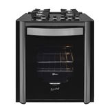 Fogão Fischer Gran Cheff De Embutir 4 Bocas Silver Mesa De Vidro Preto 127v