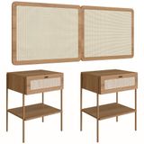 Cabeceira Casal E Queen Com 2 Mesas Laterais Arlo A10 Hanover-dourado - Mpozenato