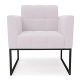 Poltrona Para Sala Base Industrial Preto Ana Bouclé Rosê - Ibiza