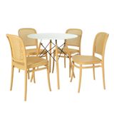 Conjunto Mesa De Jantar Redonda Eiffel Branca 90cm Com 4 Cadeiras Roma - Nude